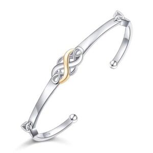 Two Tone Irish Celtic Knot Bracelet 925 Sterling Silver Infinity Love new